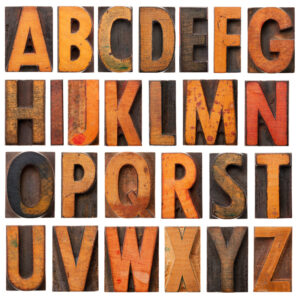 vintage wood alphabet set 